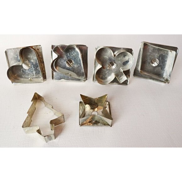 6 Vintage Cookie Cutters Metal Cookie Cutters & 8 Tart Tins Kitchenware Crafts - Picture 3 of 5